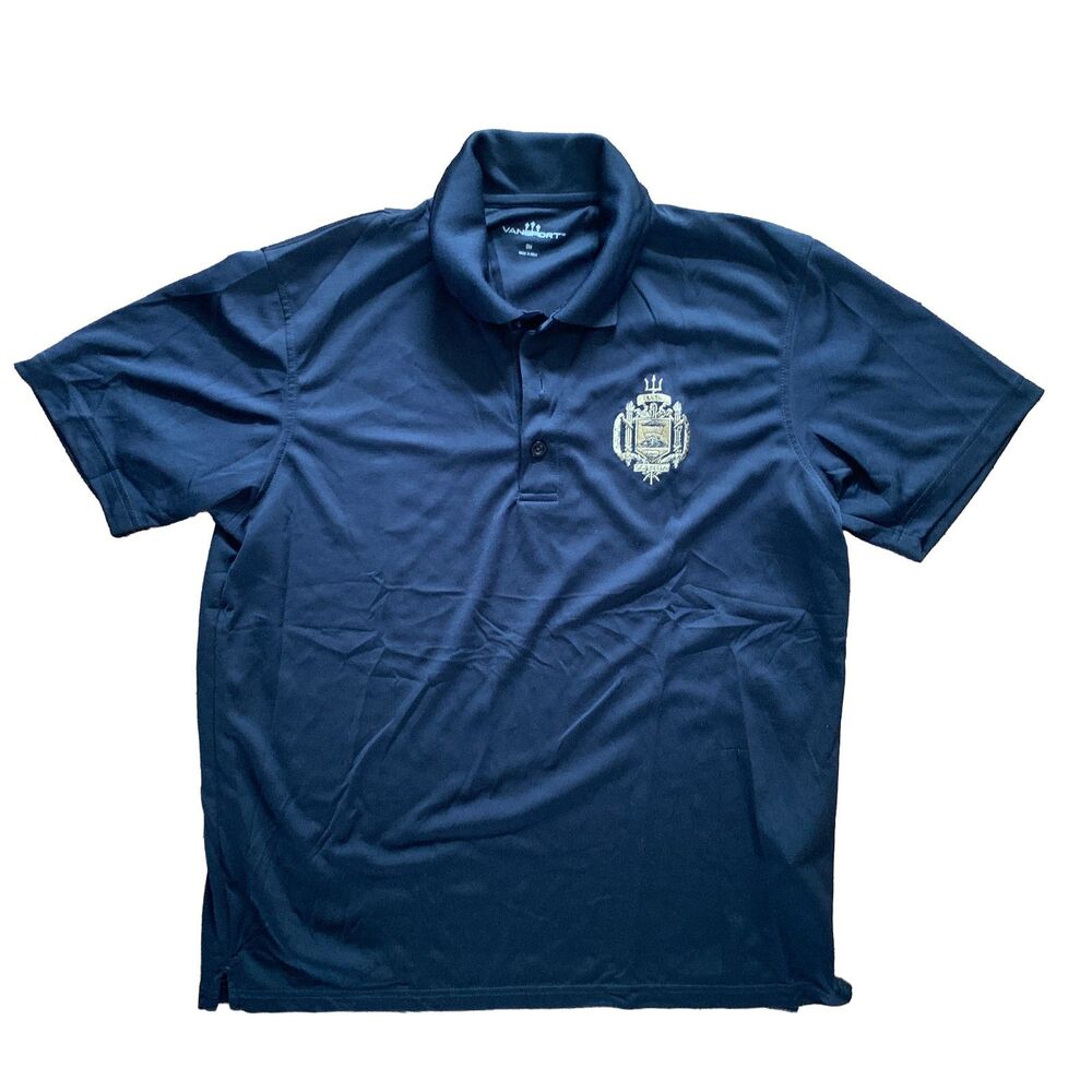 Vansport Men's US Naval Academy USNA Issue Polo Shirt Size Small Navy Blue